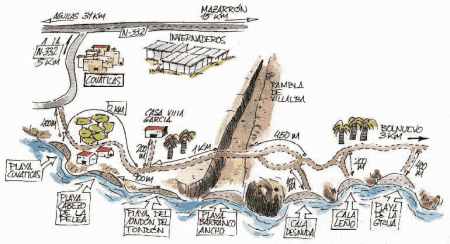 Barranco Ancho nudist beach map