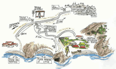 Playa de El Portús nudist beach map