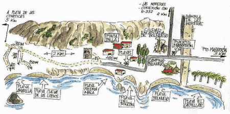 Cala Amarilla nudist beach map